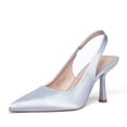 thumbnail image 1 of Zhabtuc Women's Slingback Kitten Heel Pointed Closed Toe Stiletto Pumps Slip on Elastic Strap Wedding Party Dress Sandals Shoes, 1 of 6