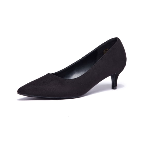 Zhabtuc Womens Kitten Heels,2 Inch Low Heel Pumps Slip On Closed Pointed Toe Pumps Office Work Shoes Dress Pumps Black Size 11