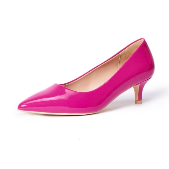 Zhabtuc Womens Kitten Heels,2 Inch Low Heel Pumps Slip On Closed Pointed Toe Pumps Office Work Shoes Dress Pumps Fuchsia Size 10