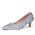 thumbnail image 1 of Zhabtuc Womens Kitten Heels,2 Inch Low Heel Pumps Slip On Closed Pointed Toe Pumps Office Work Shoes Dress Pumps Silver Size 8.5, 1 of 8