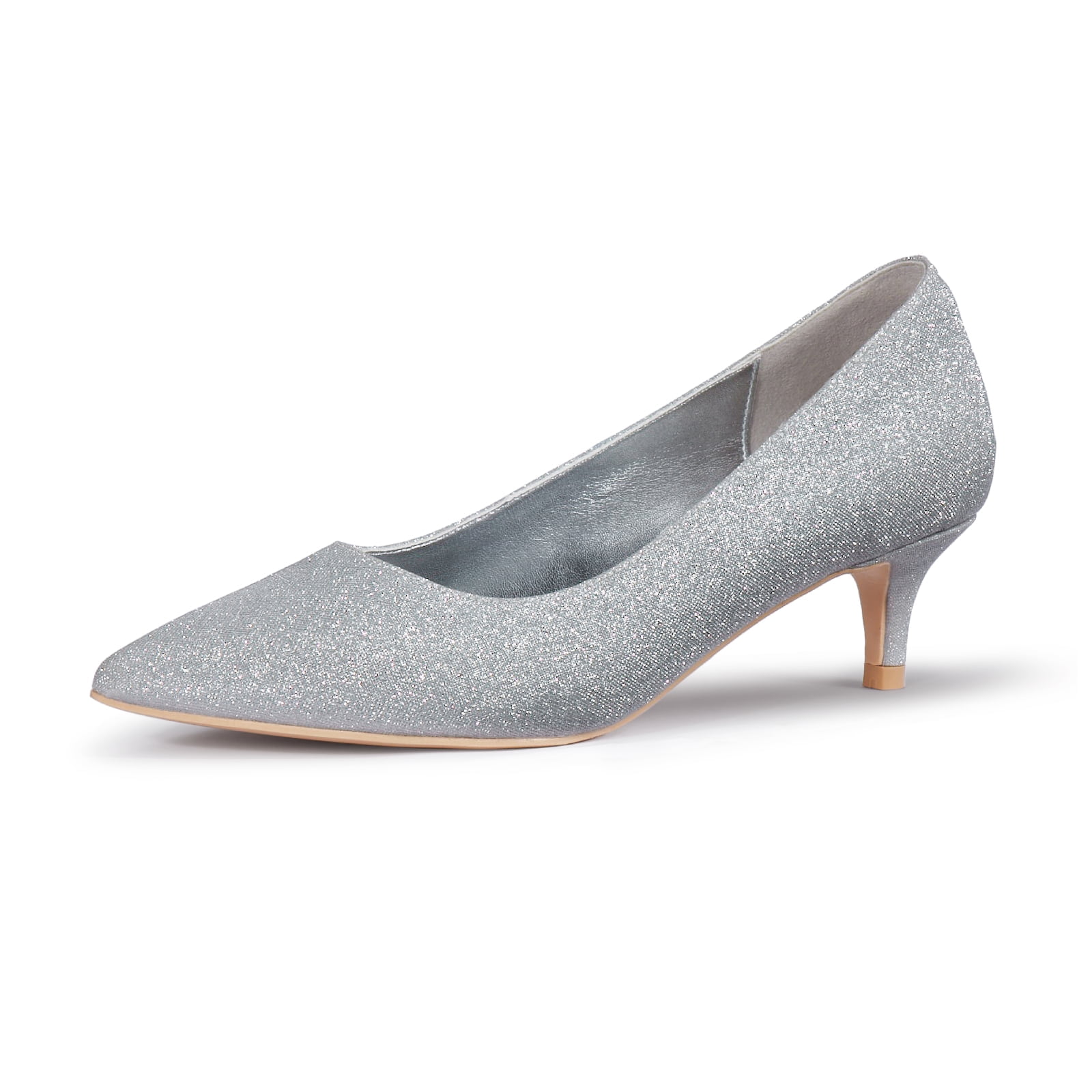 Low Heel Office Shoes Silver Heels Zhabtuc Womens Kitten Heels,2