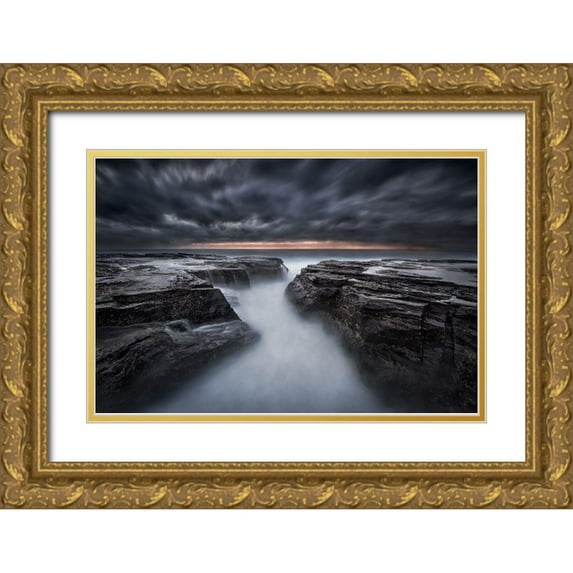 Zhang, Joshua 14x11 Gold Ornate Wood Framed with Double Matting Museum Art Print Titled - The Darkness Before Dawn