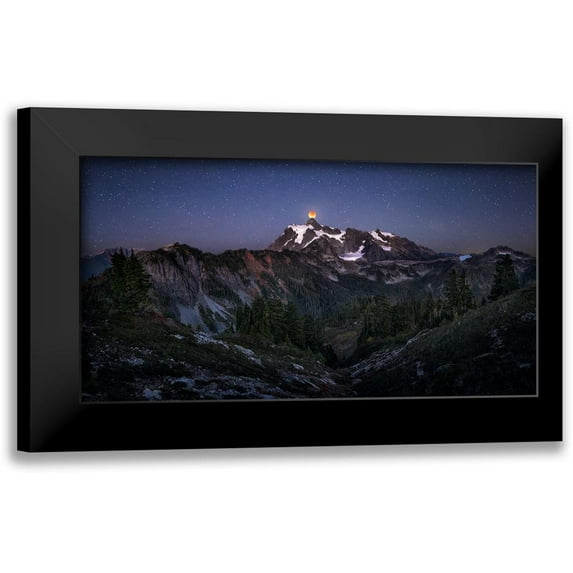 Zhang, Joshua 24x15 Black Modern Framed Museum Art Print Titled - Blood Moon Over Mt. Shuksan