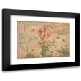 thumbnail image 1 of Zhang Ruoai 24x18 Black Modern Framed Museum Art Print Titled - Bats, Rocks, Flowers Circular Calligraphy (18th Century), 1 of 5