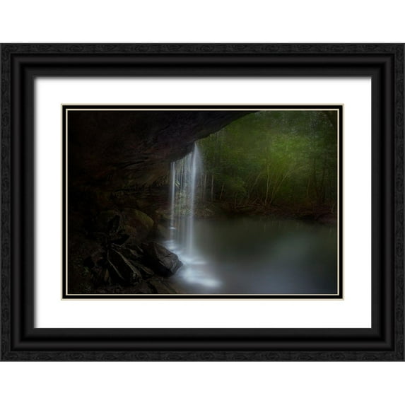 Zhang, Yan 14x11 Black Ornate Wood Framed with Double Matting Museum Art Print Titled - Hidden Waterfalls
