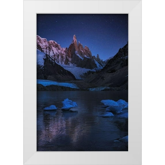 Zhang, Yan 17x24 White Modern Wood Framed Museum Art Print Titled - Laguna Torre - A Frozen Night