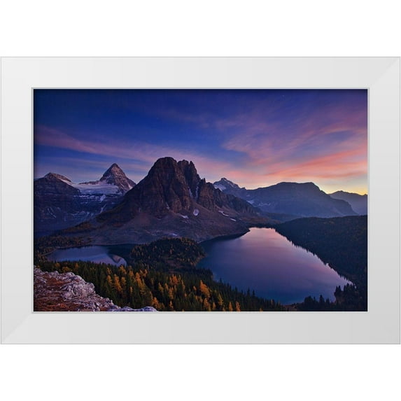 Zhang, Yan 24x17 White Modern Wood Framed Museum Art Print Titled - Twilight At Mount Assiniboine