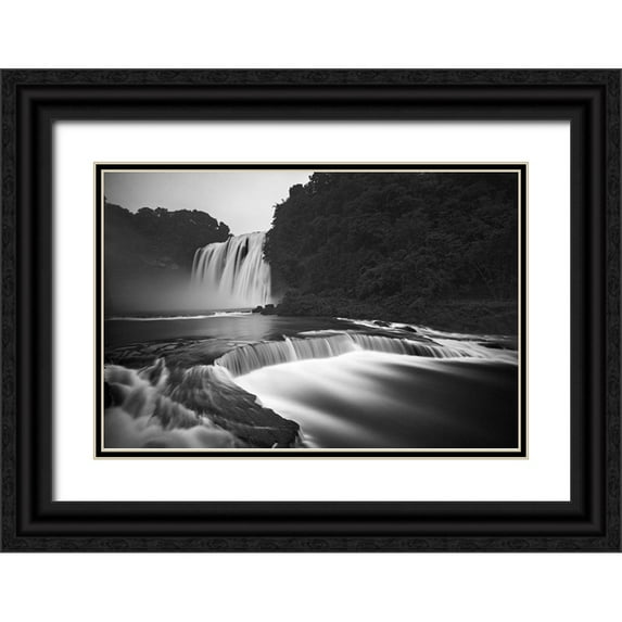Zhang, Yan 32x23 Black Ornate Wood Framed with Double Matting Museum Art Print Titled - Huangguoshu Waterfalls