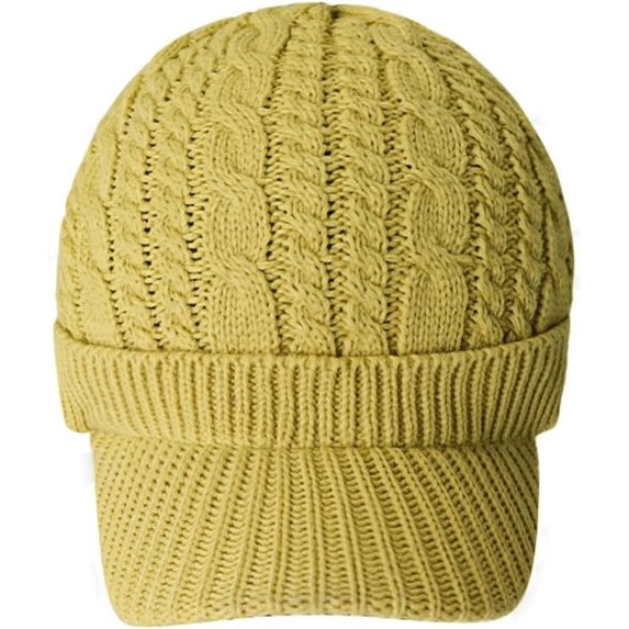 ZhangBaoLin Knit Beanie Hat Women Stretch Skull Cap Winter Warm Vintage Crochet Hat Running Solid Color Caps with Visor Brim
