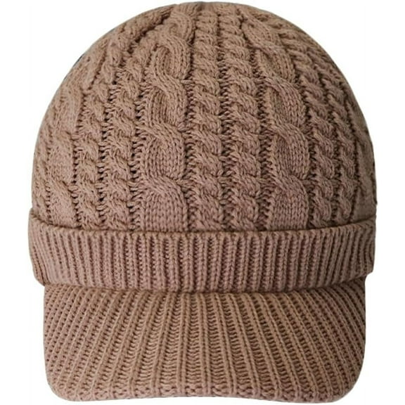 ZhangBaoLin Knit Beanie Hat Women Stretch Skull Cap Winter Warm Vintage Crochet Hat Running Solid Color Caps with Visor Brim