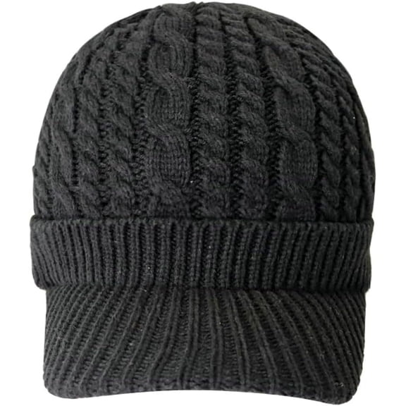 ZhangBaoLin Knit Beanie Hat Women Stretch Skull Cap Winter Warm Vintage Crochet Hat Running Solid Color Caps with Visor Brim