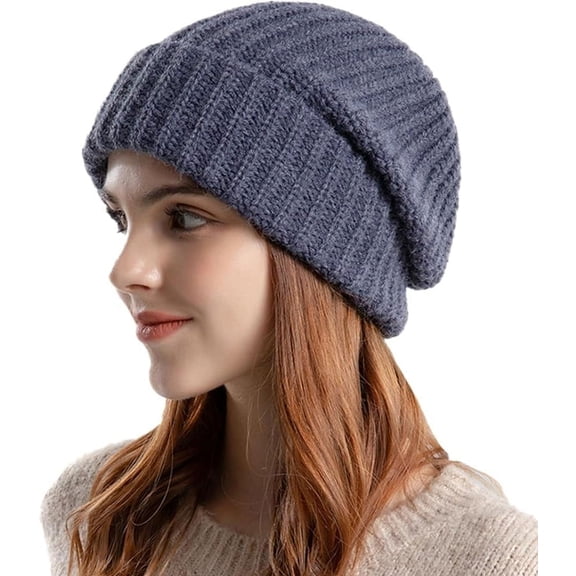 ZhangBaoLin Knit Cuffed Beanie Hat for Women Acrylic Skull Cap Stretch Winter Chunky Warm Lightweight Crochet Hats