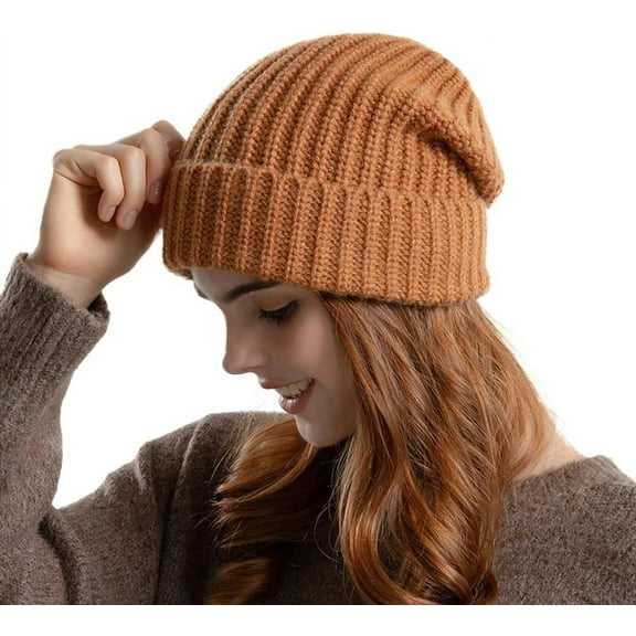 ZhangBaoLin Knit Cuffed Beanie Hat for Women Acrylic Skull Cap Stretch Winter Chunky Warm Lightweight Crochet Hats