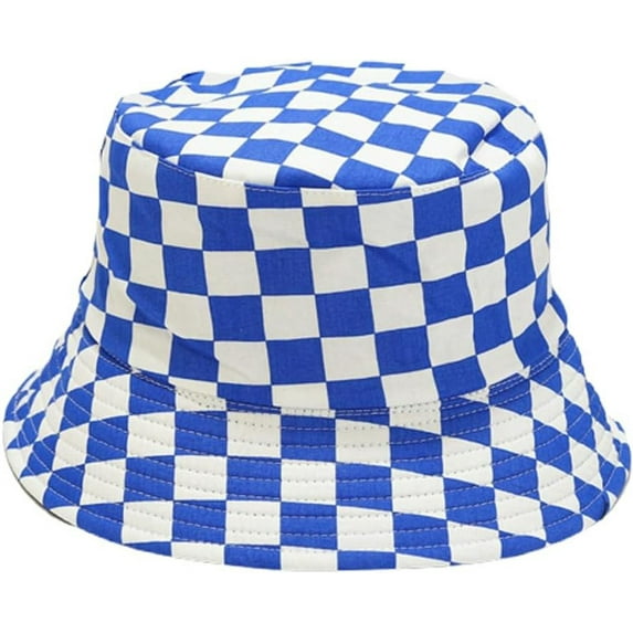 ZhangBaoLin Plaid Bucket Hat for Men Women Solid Color Beach Sun Hat Packable Outdoor Fishing Hat Y2K Trendy Fisherman Cap