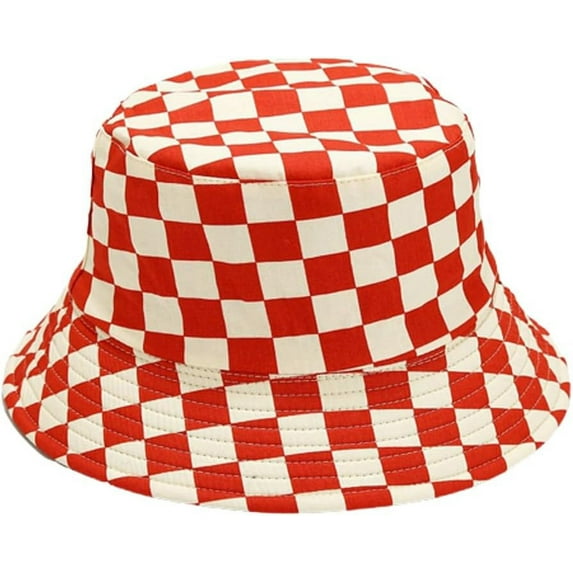 ZhangBaoLin Plaid Bucket Hat for Men Women Solid Color Beach Sun Hat Packable Outdoor Fishing Hat Y2K Trendy Fisherman Cap