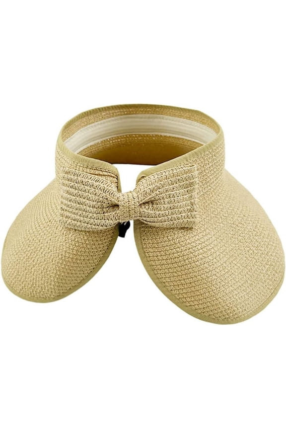 Straw Sun Hat Women Wide Brim Visor UV Protection Chic Bowtie Beach Summer Hat