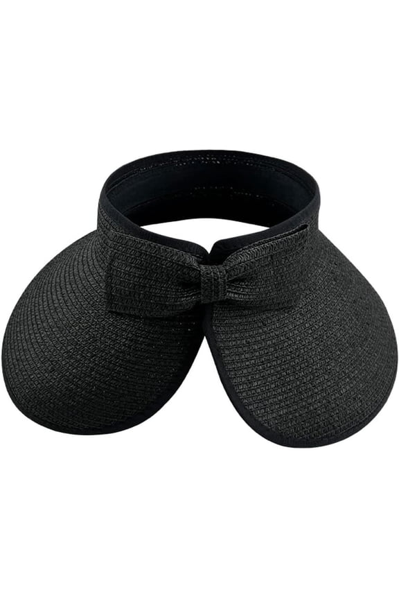 Straw Sun Hat Women Wide Brim Visor UV Protection Chic Bowtie Beach Summer Hat