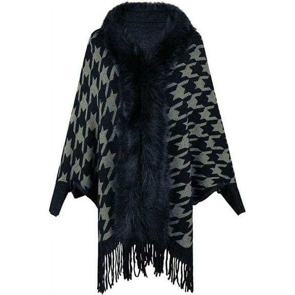 ZhangBaoLin Women Shawl Wrap Cardigan Bohemian Knit Poncho Cape Sweater Coat Winter Fashion Wool Knitwear