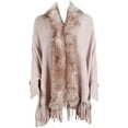 thumbnail image 1 of ZhangBaoLin Women Shawl Wrap Cardigan Faux Fur Collar Poncho Cape Sweater Tassels Knit Coat, 1 of 1