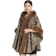 thumbnail image 1 of ZhangBaoLin Women Shawl Wrap Cardigan Faux Fur Collar Poncho Cape Sweater Winter Long Party Coat, 1 of 6