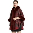 thumbnail image 1 of ZhangBaoLin Women Shawl Wrap Cardigan Faux Fur Collar Poncho Cape Sweater Winter Long Party Coat, 1 of 6