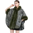 thumbnail image 1 of ZhangBaoLin Women Shawl Wrap Cardigan Faux Fur Collar Poncho Cape Sweater Winter Long Party Coat, 1 of 7