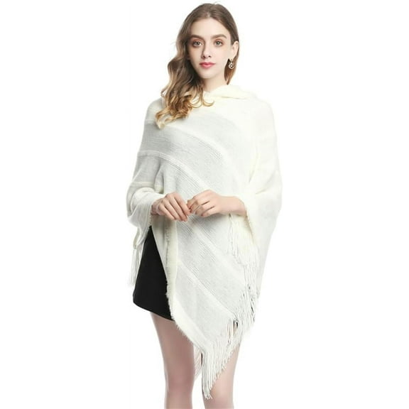ZhangBaoLin Women Shawl Wrap Cardigan Knit Poncho Cape Sweater Coat Winter Fashion Hooded Knitwear