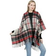 thumbnail image 1 of ZhangBaoLin Women Shawl Wrap Cardigan Plaid Poncho Cape Tassels Open Front Long Blanket Winter Sweater Coat, 1 of 4