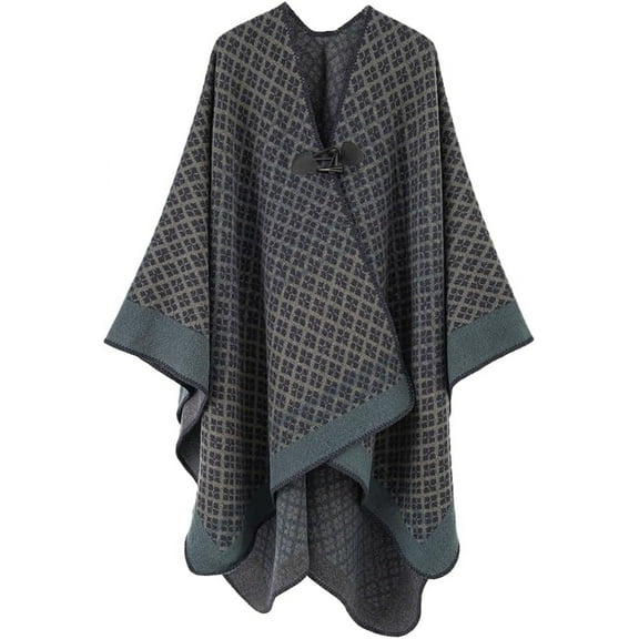 ZhangBaoLin Women Shawl Wrap Cardigan Poncho Cape Open Front Button Sweater Coat Wool Warm Long Blanket
