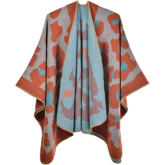 ZhangBaoLin Women Shawl Wrap Cardigan Poncho Cape Open Front Long Sweater Coat Winter Fall Wool Blanket