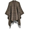 thumbnail image 1 of ZhangBaoLin Women Shawl Wrap Cardigan Poncho Cape Open Front Long Sweater Coat Winter Thick Tassels Blanket, 1 of 7