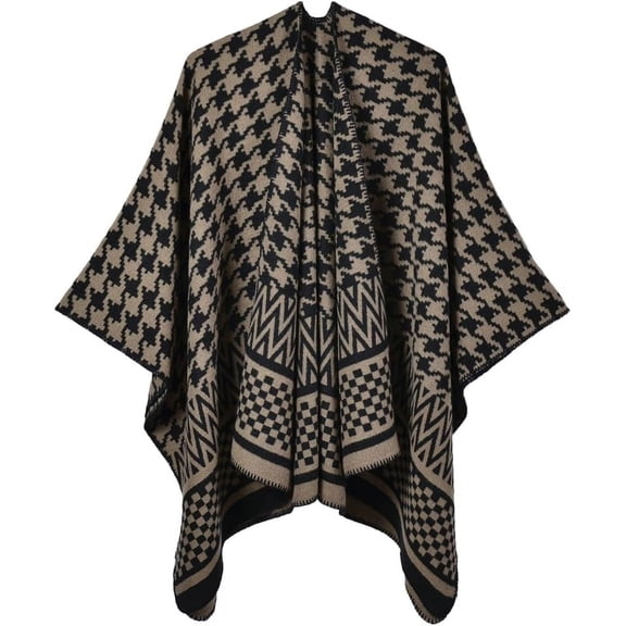 ZhangBaoLin Women Shawl Wrap Cardigan Poncho Cape Open Front Long Sweater Coat Winter Warm Wool Office Blanket
