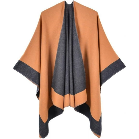 ZhangBaoLin Women Shawl Wrap Cardigan Poncho Cape Open Front Long Sweater Coat Winter Wool Solid Blanket
