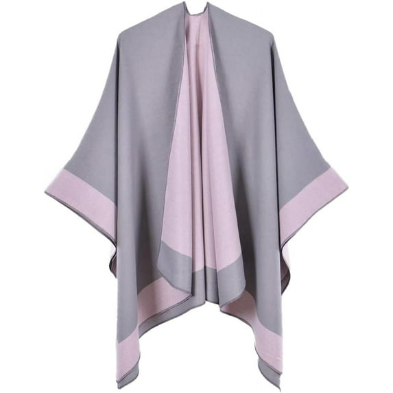 ZhangBaoLin Women Shawl Wrap Cardigan Poncho Cape Open Front Long Sweater Coat Winter Wool Solid Blanket
