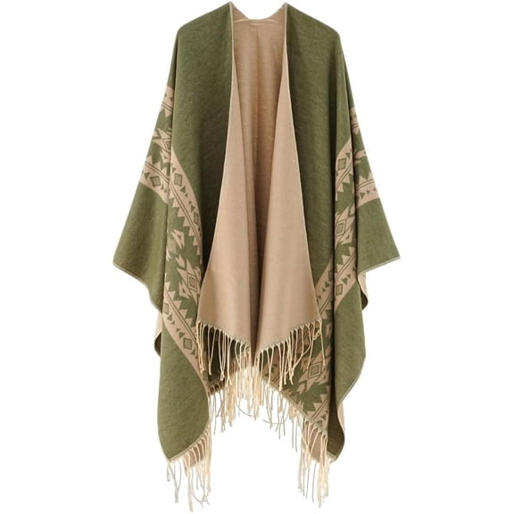 ZhangBaoLin Women Shawl Wrap Cardigan Poncho Cape Open Front Long Sweater Coat Wool Blanket