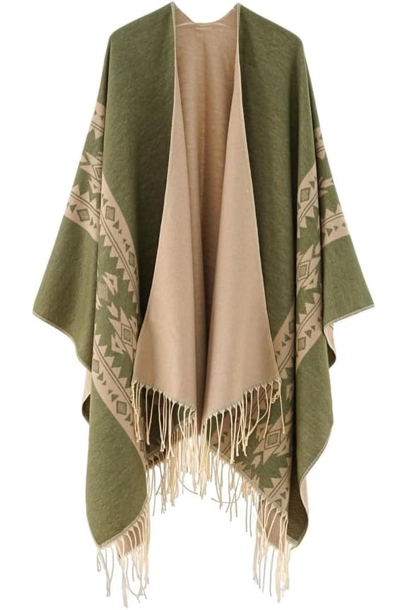 Women Shawl Wrap Cardigan Poncho Cape Open Front Long Sweater Coat Wool Blanket