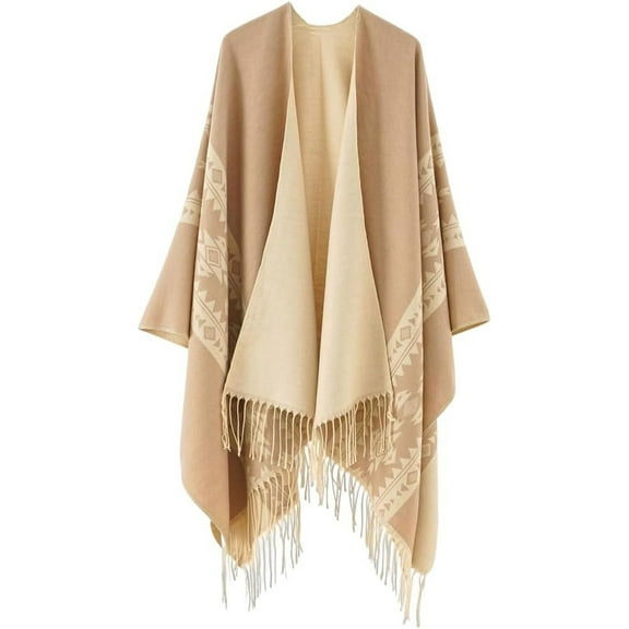 ZhangBaoLin Women Shawl Wrap Cardigan Poncho Cape Open Front Long Sweater Coat Wool Blanket