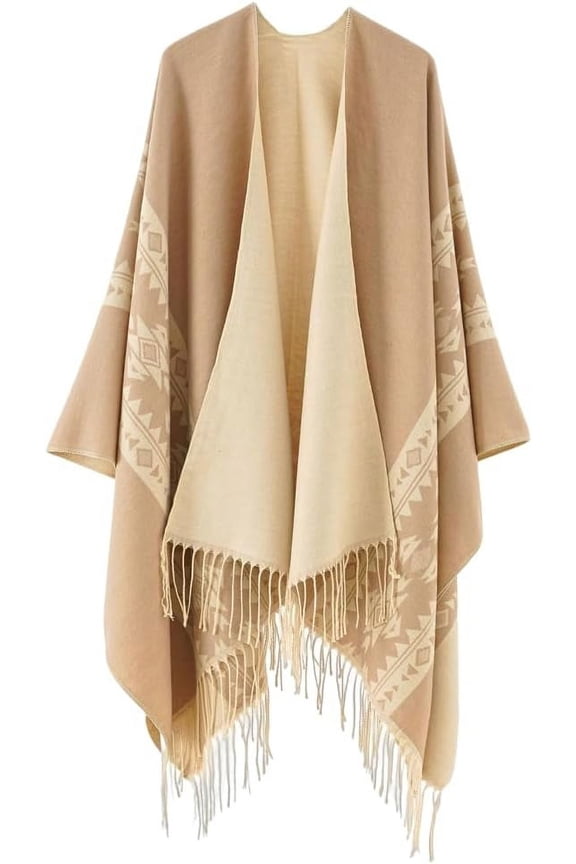 Women Shawl Wrap Cardigan Poncho Cape Open Front Long Sweater Coat Wool Blanket