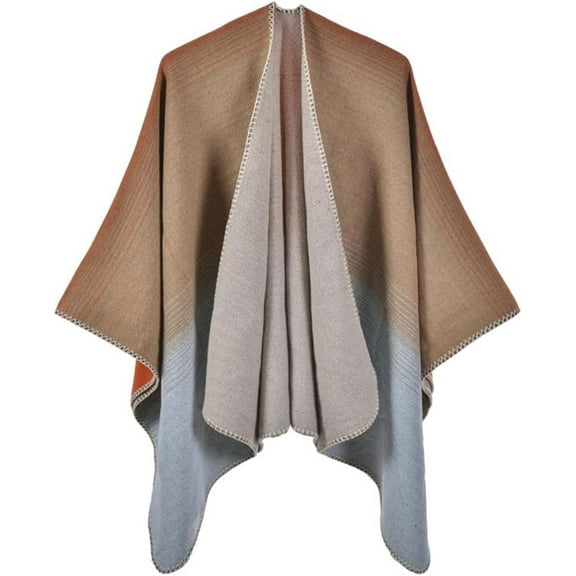 ZhangBaoLin Women Shawl Wrap Cardigan Poncho Cape Open Front Thick Travel Sweater Coat Knit Blanket Scarf