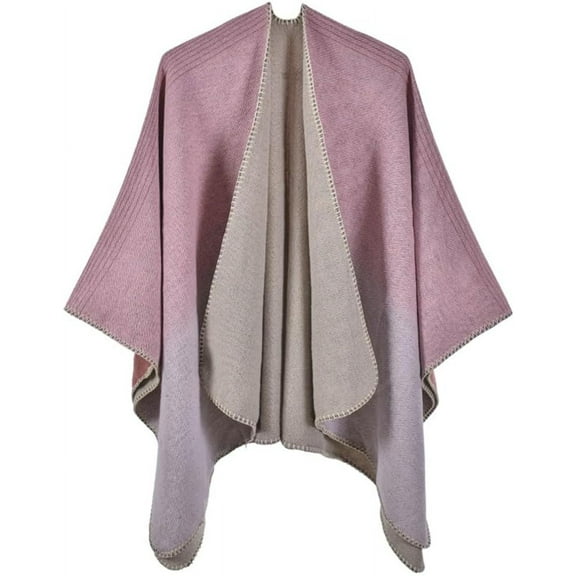 ZhangBaoLin Women Shawl Wrap Cardigan Poncho Cape Open Front Thick Travel Sweater Coat Knit Blanket Scarf