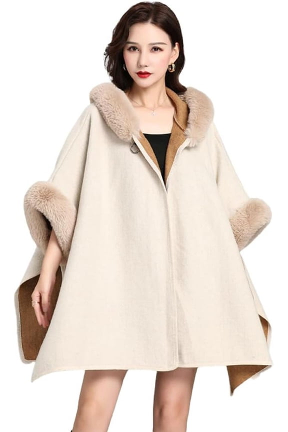Women Shawl Wrap Cardigan Poncho Cape Open Front Thick Wool Coat