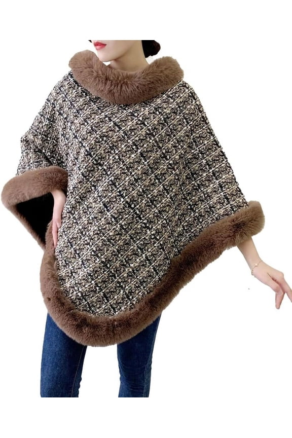 Women Shawl Wrap Cardigan Poncho Cape Thick Sweater Coat Winter Fashion Wool Knitwear