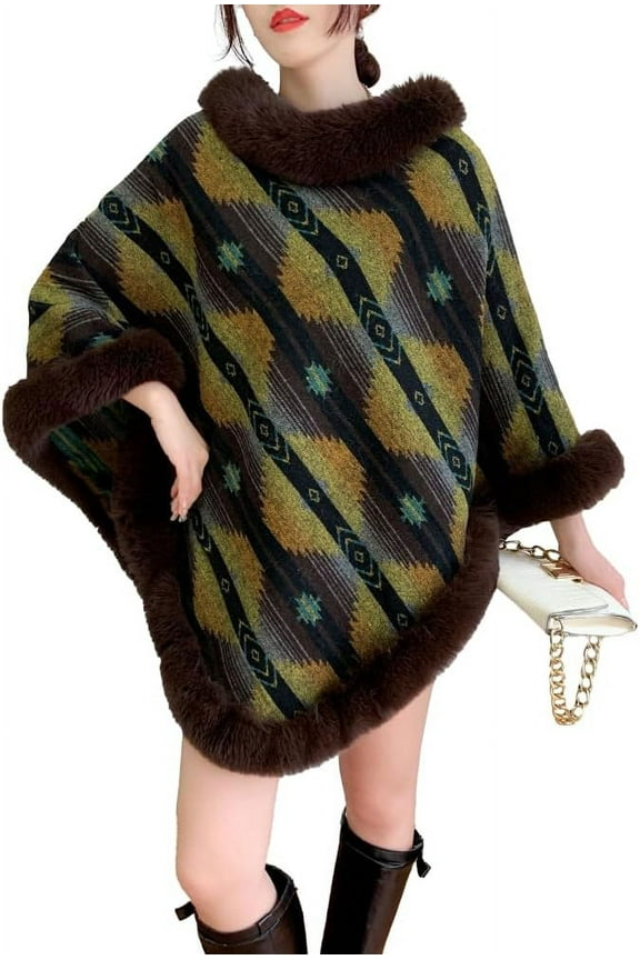 Women Shawl Wrap Cardigan Poncho Cape Thick Sweater Coat Winter Fashion Wool Shawl