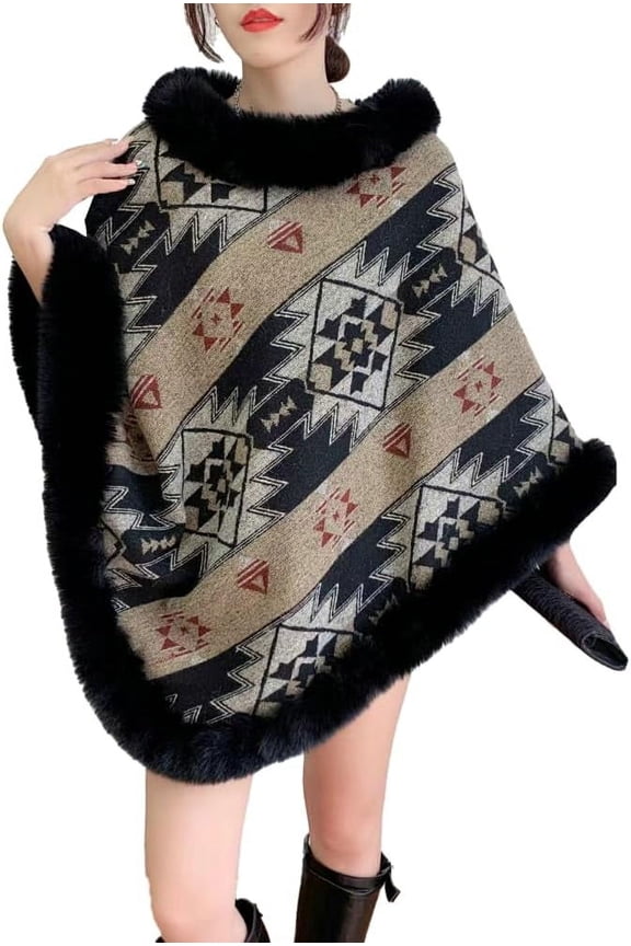 Women Shawl Wrap Cardigan Poncho Cape Thick Sweater Coat Winter Fashion Wool Shawl