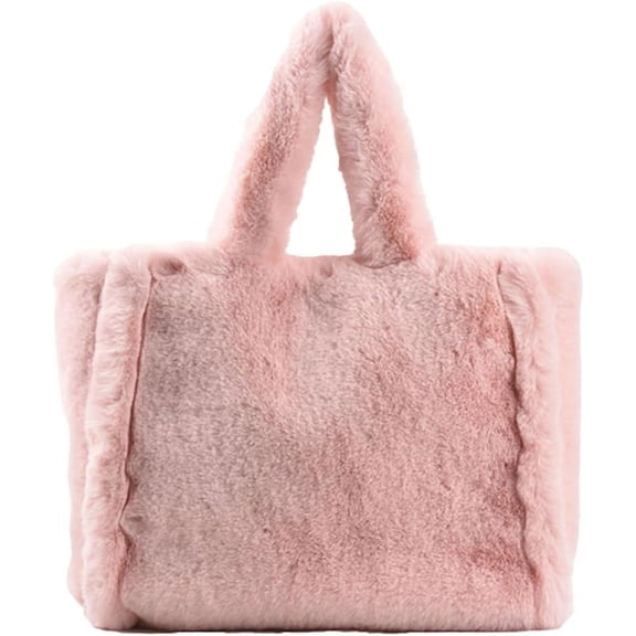 ZhangBaoLin Women Tote Bag Fluffy Faux Fur Handbags Large Capacity Shopping Shoulder Bag Furry Clutch Handbag