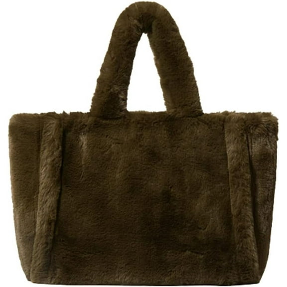 ZhangBaoLin Women Tote Bag Fluffy Faux Fur Handbags Large Capacity Shopping Shoulder Bag Furry Clutch Handbag