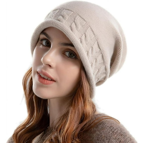 ZhangBaoLin Women Winter Beanie Hats Cable Knit Beanie Soft Lightweight Thick Chunky Cap Soft Slouchy Warm Hat