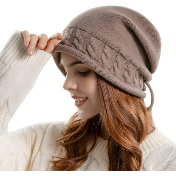 ZhangBaoLin Women Winter Beanie Hats Cable Knit Beanie Soft Lightweight Thick Chunky Cap Soft Slouchy Warm Hat