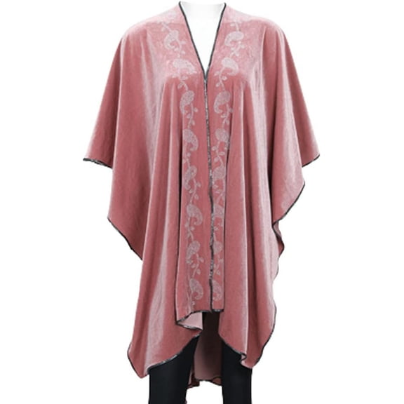 ZhangBaoLin Women's Gold Velvet Open Front Shawl Wraps Vintage Gastby Blanket Scarf Classic Poncho Cape Cardigan with Rhinestones