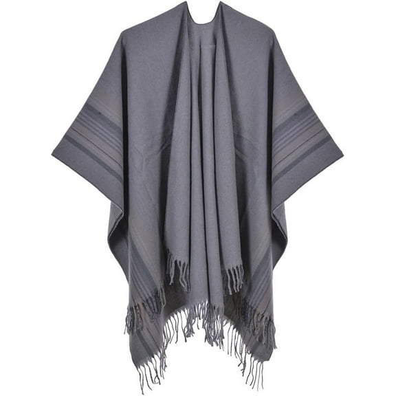 ZhangBaoLin Women's Tassel Shawls Wraps Warm Winter Open Front Poncho Cape Oversized Cardigan Sweater Coat